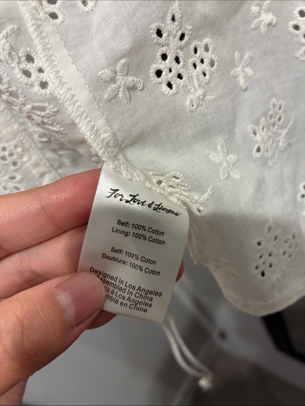 For Love & Lemons White Eyelet Puff-Sleeve Crop Top (moving-sale) - Picture 8 of 13